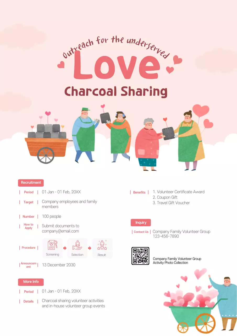 Pink Simple Volunteer Event Promotion Poster