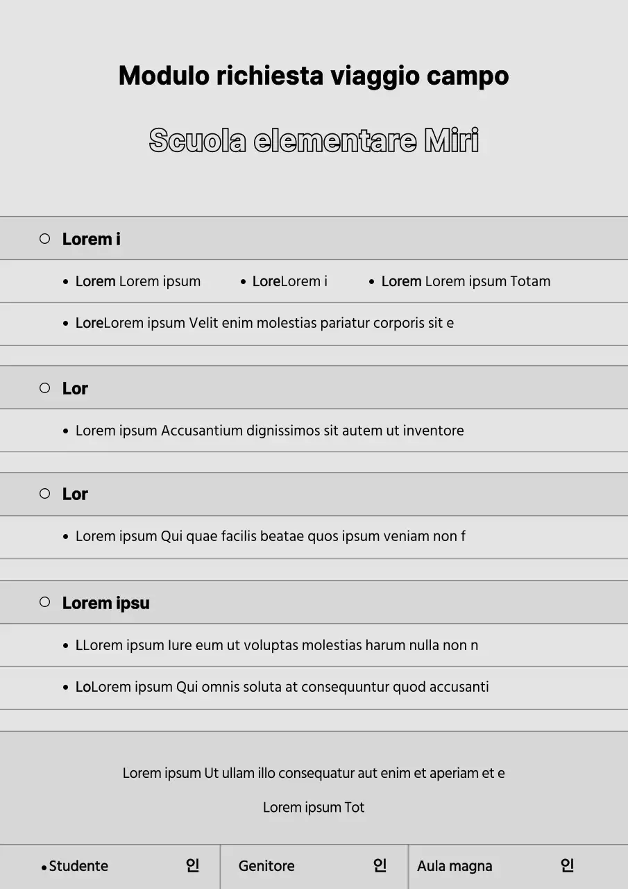 Progettazione di un modulo di applicazione per l'apprendimento esperienziale grigio e semplice per la scuola primaria