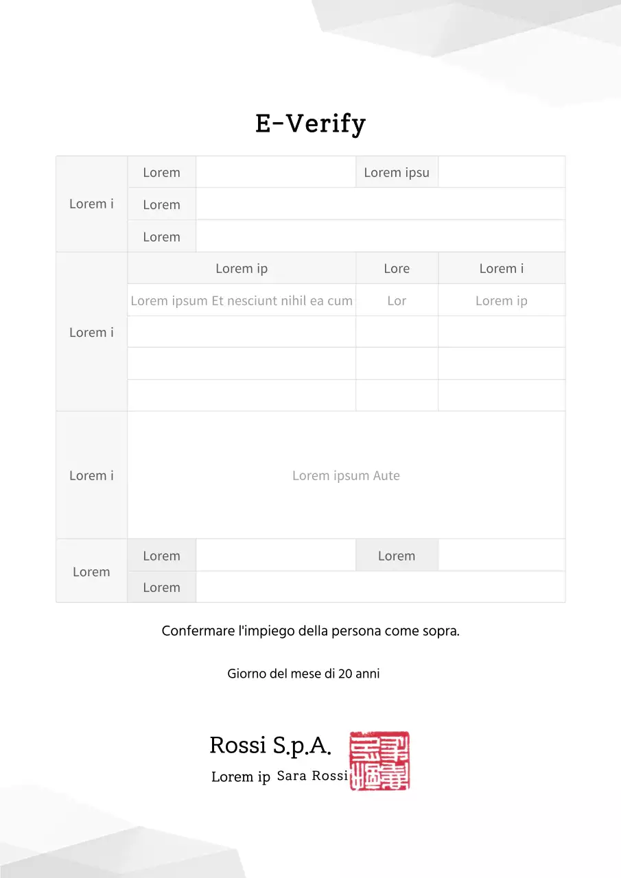 Documento di verifica dell'occupazione di Greytone Società per azioni pubblica