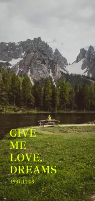 Merchandise with calming, vintage photography accented with fluorescent green.