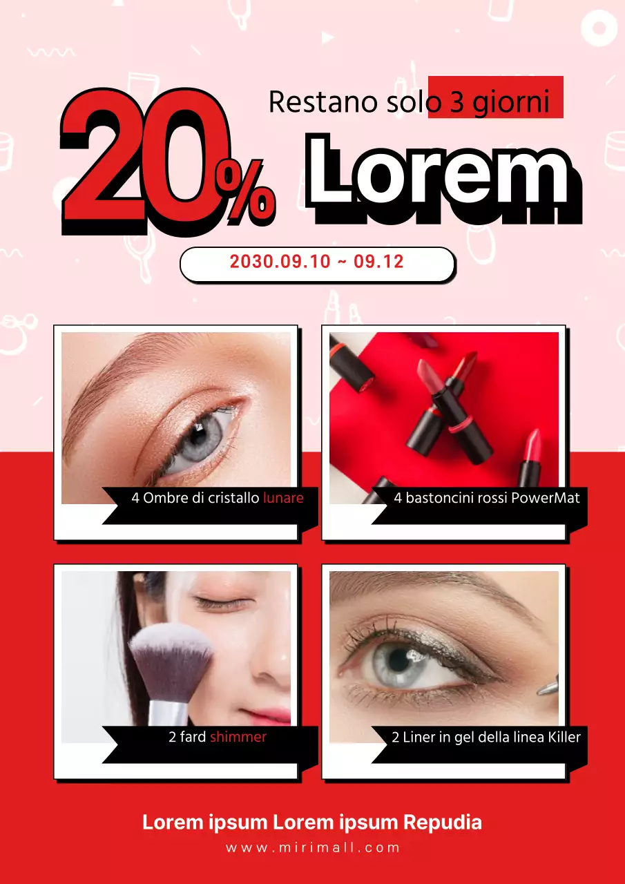 Promuovere un evento di sconto co-buy con foto di prodotti in rosso