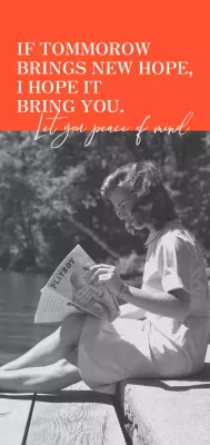 Sentimental merchandise with a vintage black-and-white photo of a woman in orange.