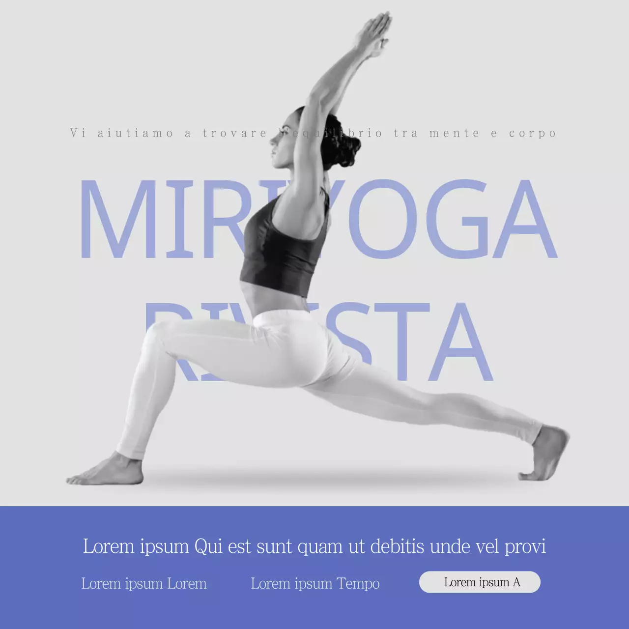 Grigio e blu, reclutamento per lo yoga evidenziato dalle foto