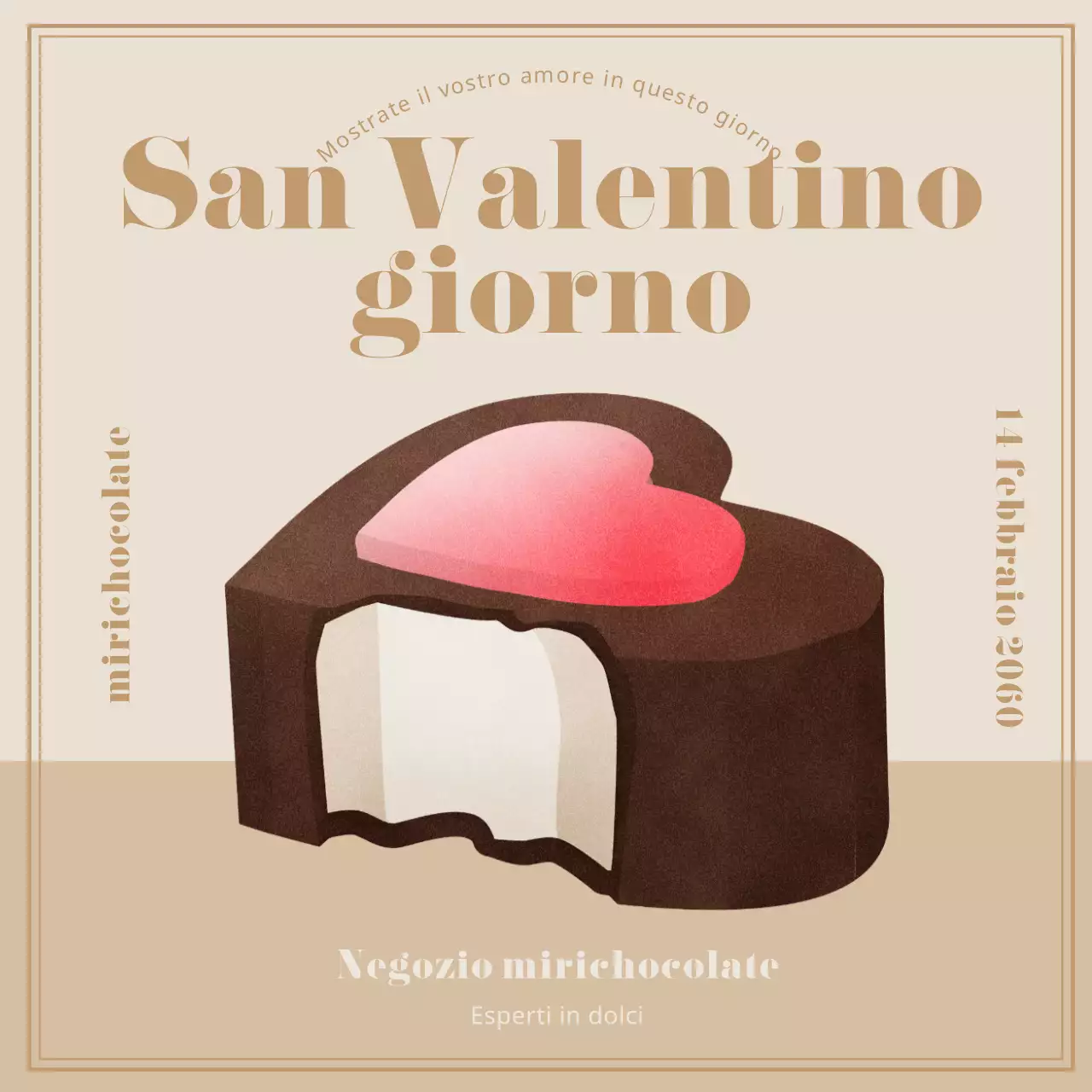 Il feed Instagram di San Valentino di una cioccolateria di lusso in beige