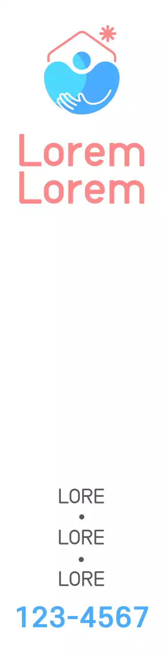 Untuk mempromosikan pusat kesejahteraan dengan logo ilustrasi pusat kesejahteraan berwarna biru-merah muda