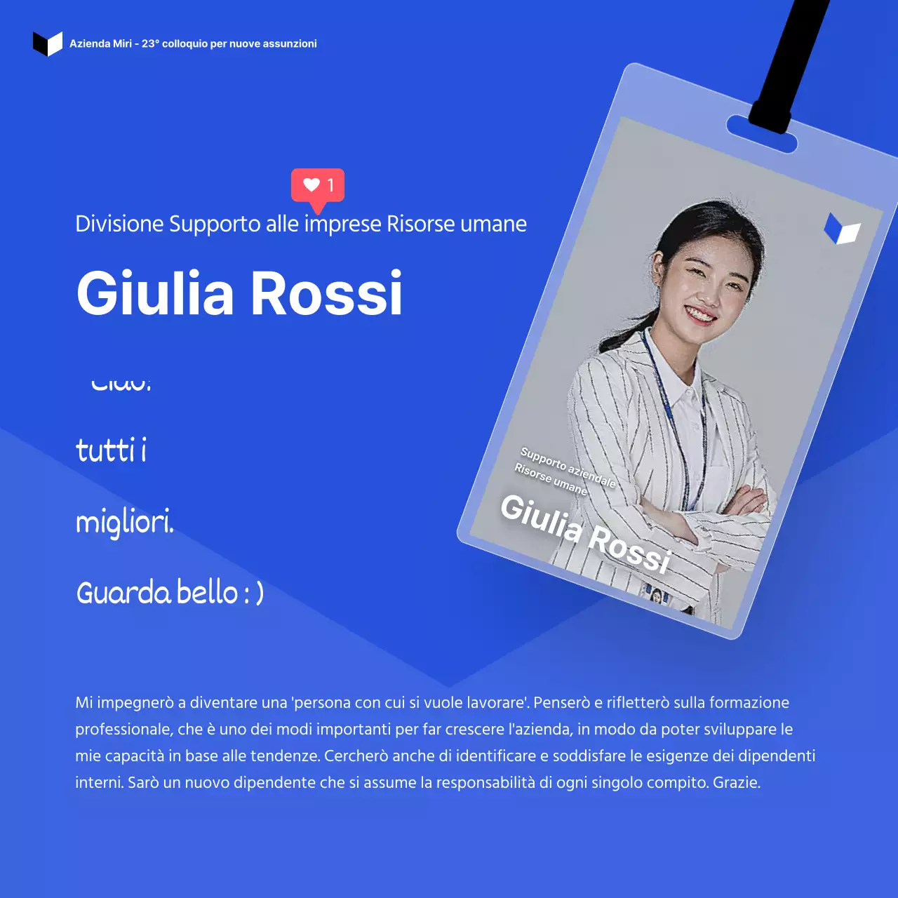 Un'introduzione pulita e semplice ai nuovi dipendenti in tonalità blu CardNews