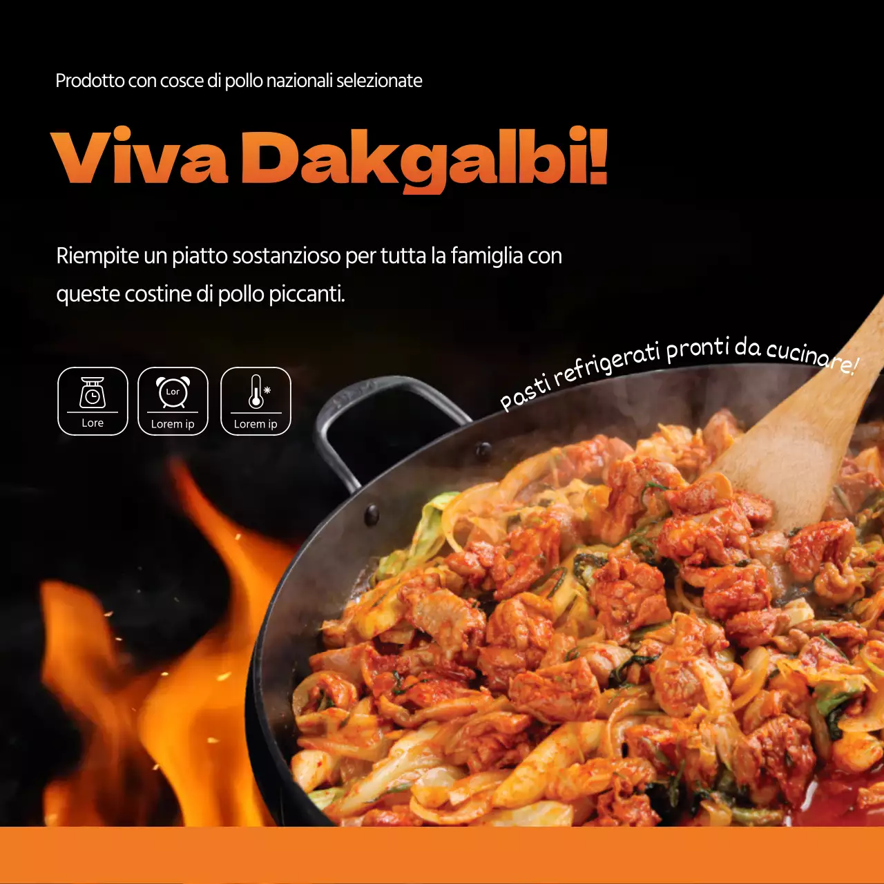 Promuovi il kit di pollo grigliato arancione nero alla brace