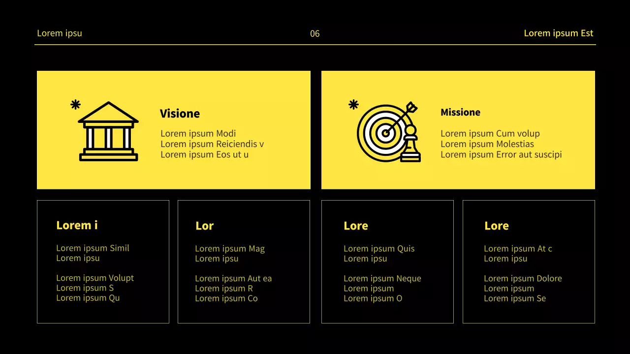 Un profilo di società finanziaria minimalista in giallo e bianco
