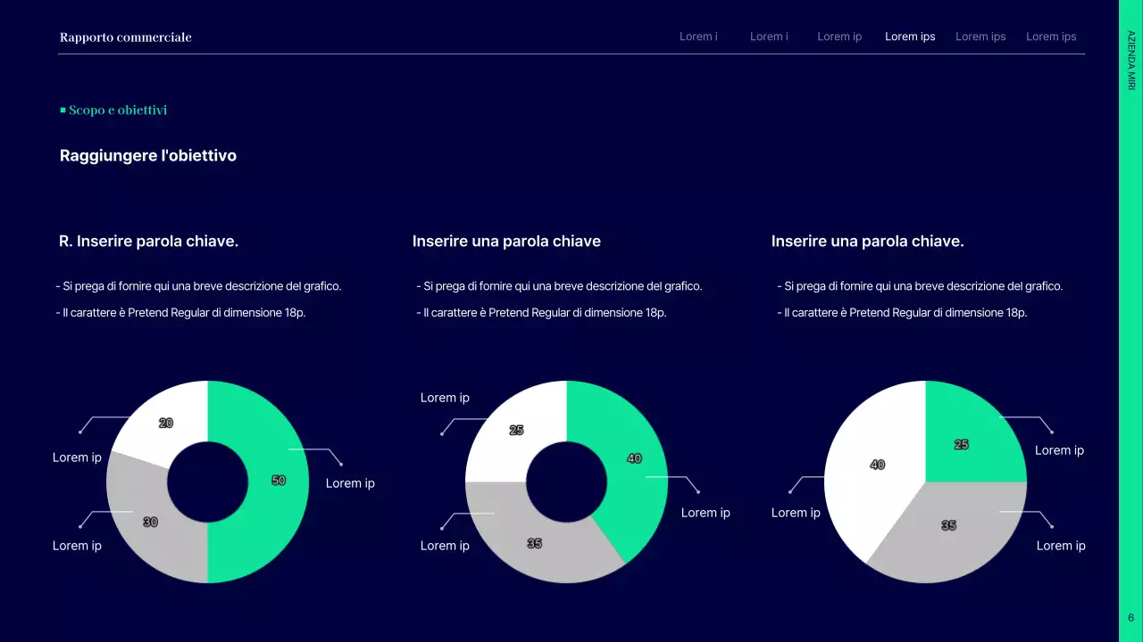 Semplice rapporto sulle prestazioni del primo semestre con cerchi blu e verdi