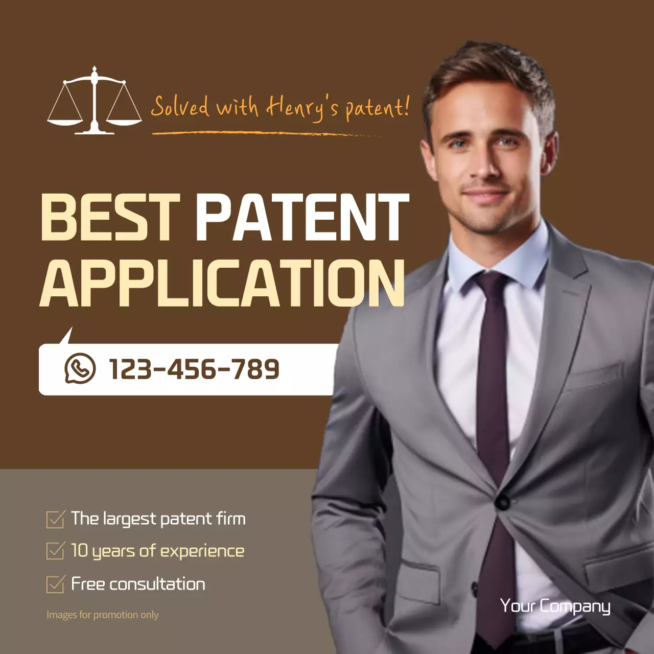 Brown Professional Patent Promotion Social Media Post