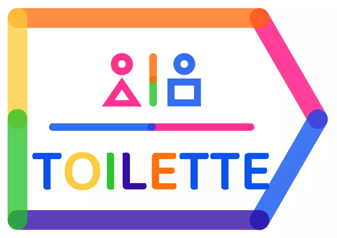 Indicazioni colorate e simpatiche di pittogrammi di toilette in stile icona