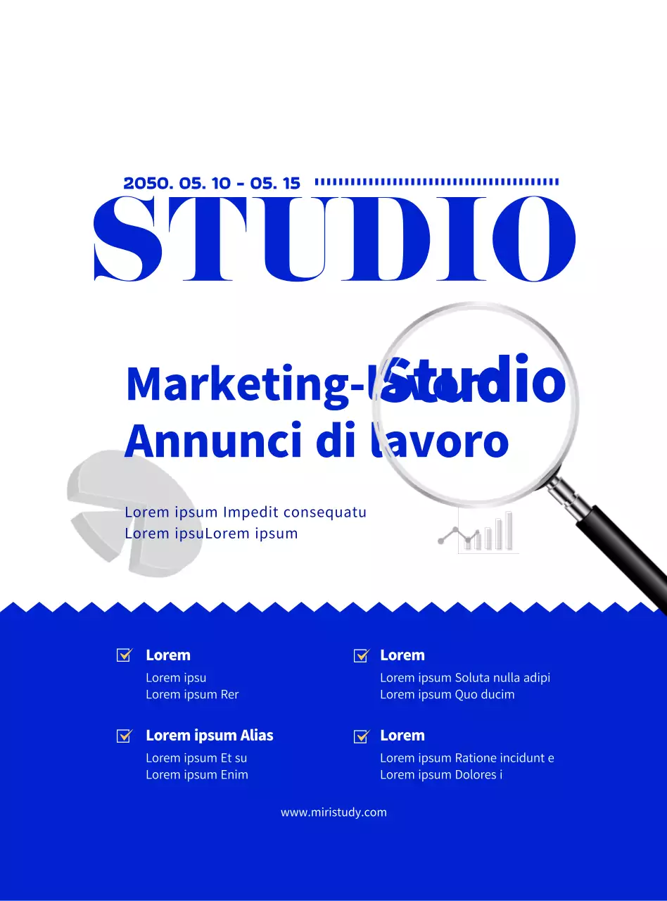 Stile semplice in blu marino e bianco per gli annunci di lavoro per studio