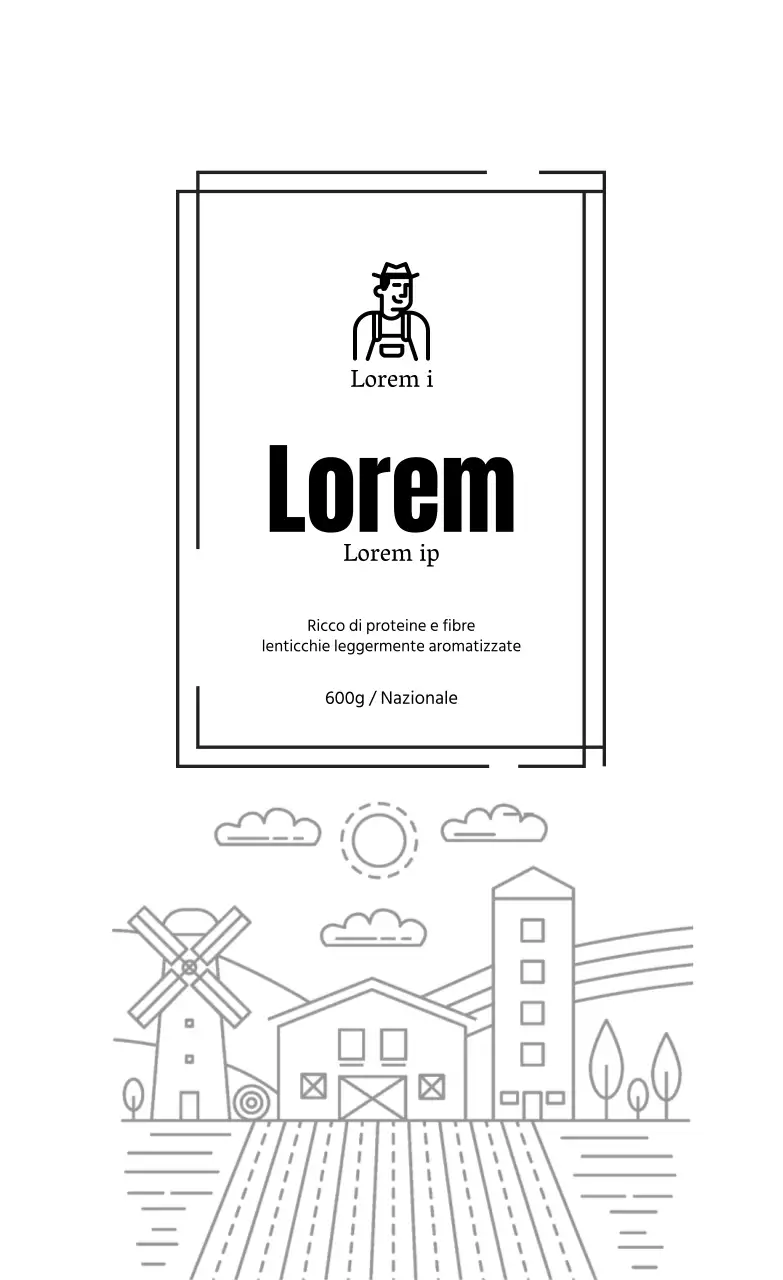 Etichetta semplice di prodotto agricolo a linea bianca