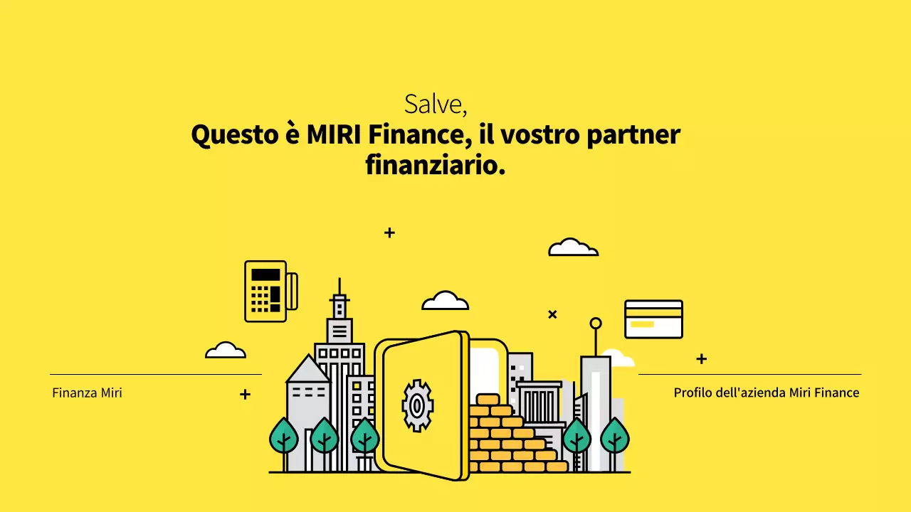 Un profilo di società finanziaria minimalista in giallo e bianco
