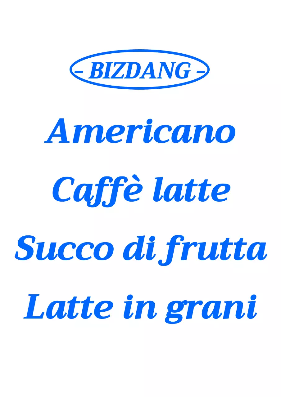 Promuovere un caffè con un menù di bevande pulito e blu