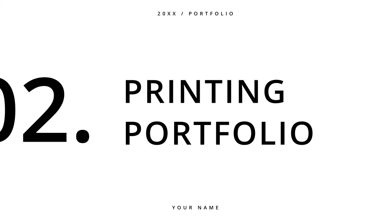 Apresentação de portfólio minimalista preto