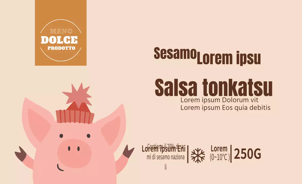 illustrazione rosa cibo carino salsa tonkatsu etichetta