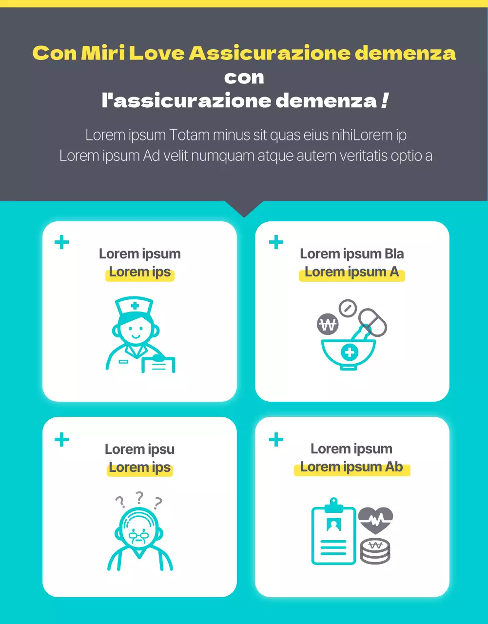 Introduzione di un'assicurazione per l'assistenza alle persone affette da demenza di colore turchese e pulito