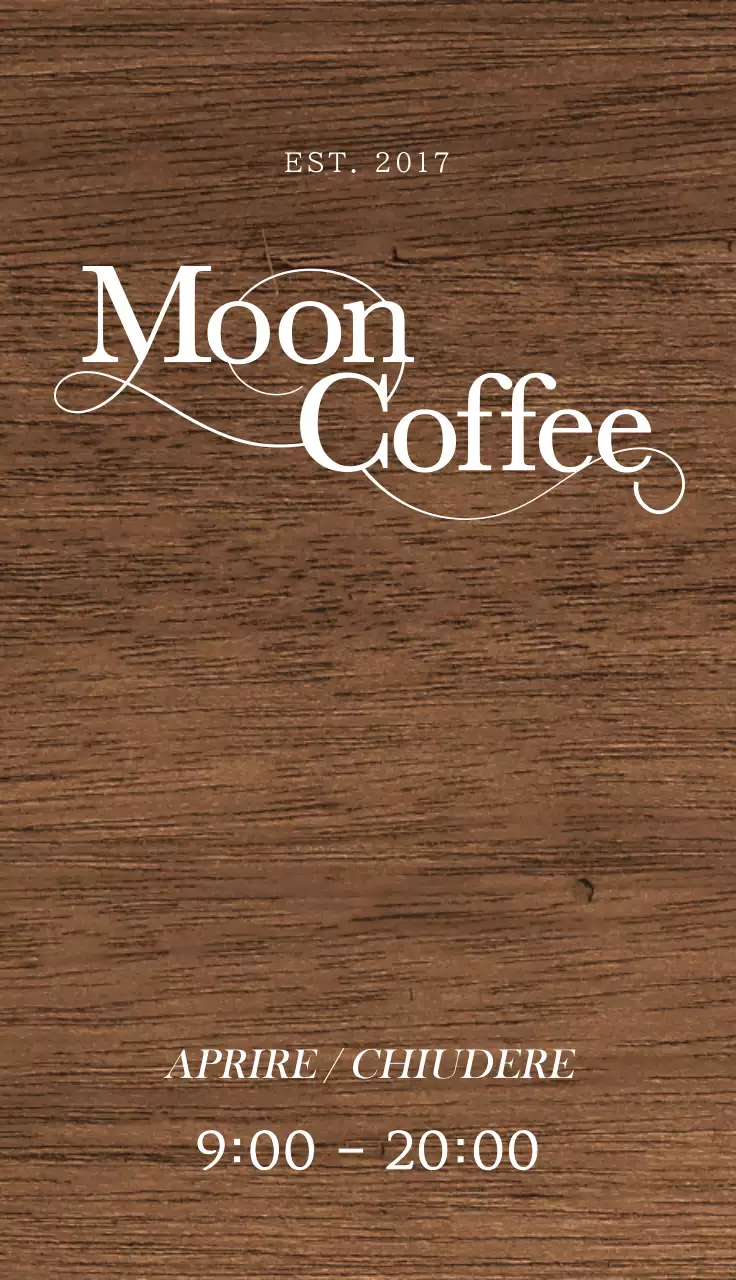 Porta Classica insegna di un bar con testo e illustrazioni al tratto relativi al caffè.