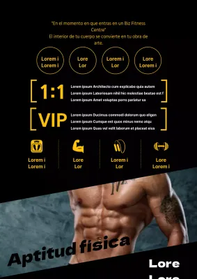 Promociona el fitness con fotos en negro y amarillo de culturistas