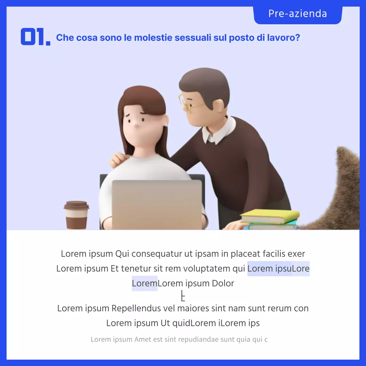 Carta blu di formazione semplice per la prevenzione delle molestie sessuali sul luogo di lavoroNews