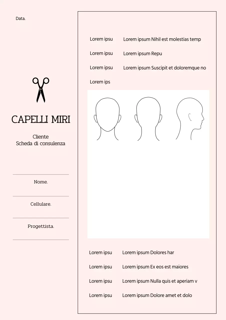 Tabella di consultazione dei clienti del parrucchiere in rosa