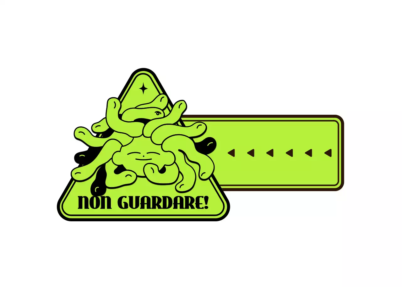 Un concetto di logo emblematico illustrato in chartreuse, carino e alla moda, per i beni personali.