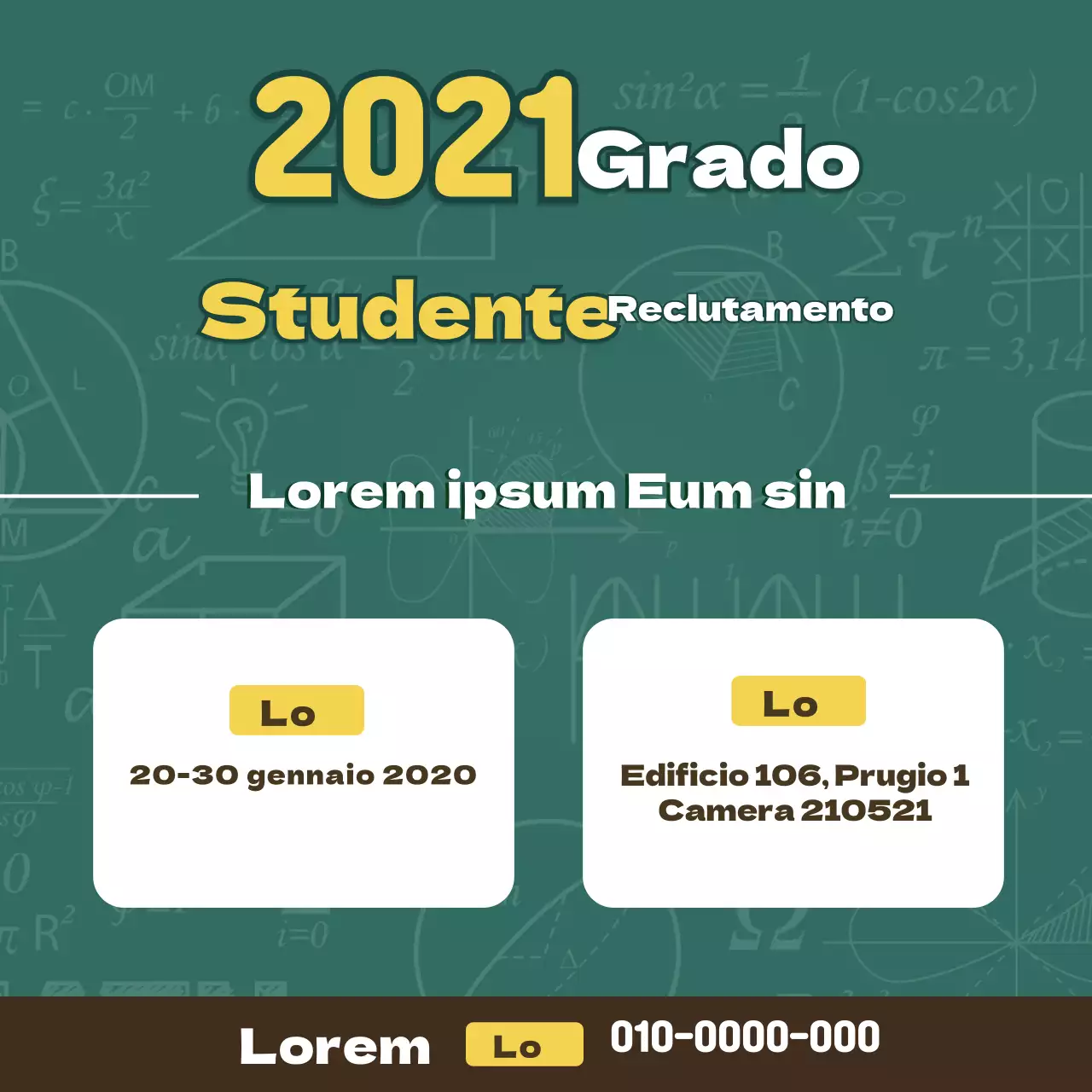 Lavagna con lettere evidenziate in verde Reclutamento degli studenti a scuola