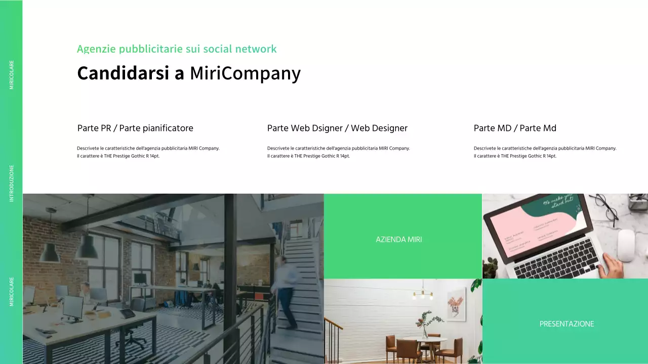 Carta intestata di un'agenzia pubblicitaria in bianco e verde