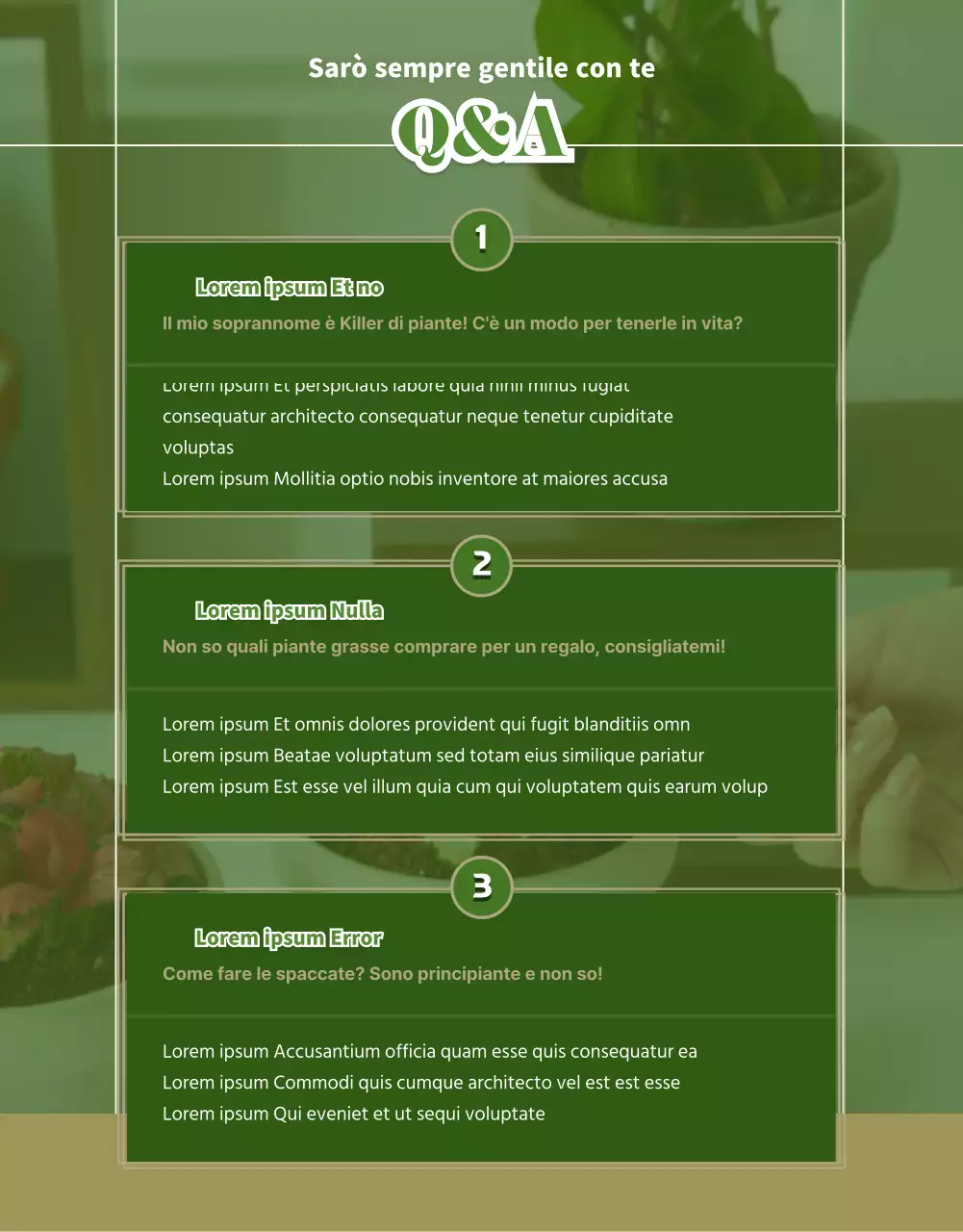 Pagina dettagliata delle piante grasse verdi e beige