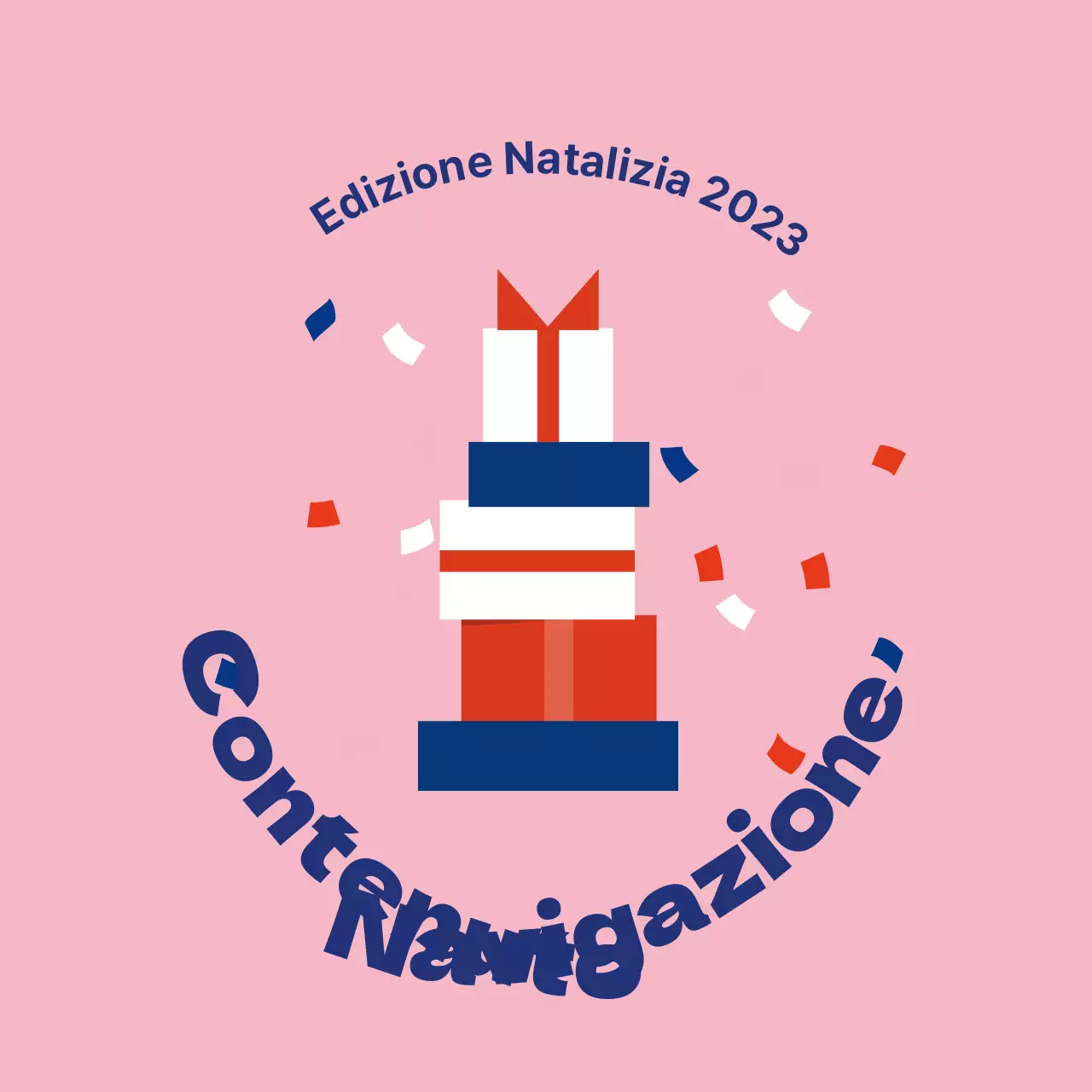 Etichette regalo natalizie illustrate blu rosa rosso