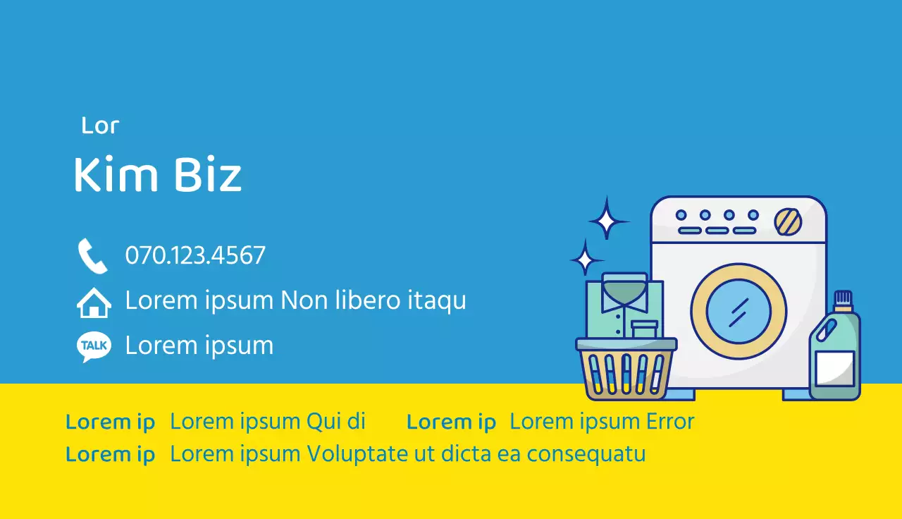 Illustrazione blu-gialla che promuove un bucato pulito