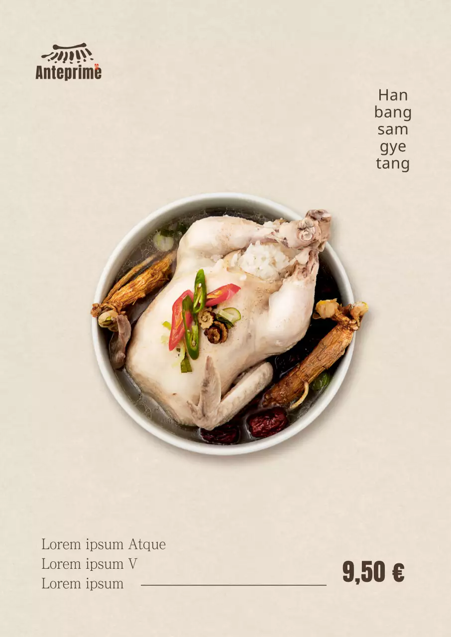 Poster verticale Samgyetang coreano semplice