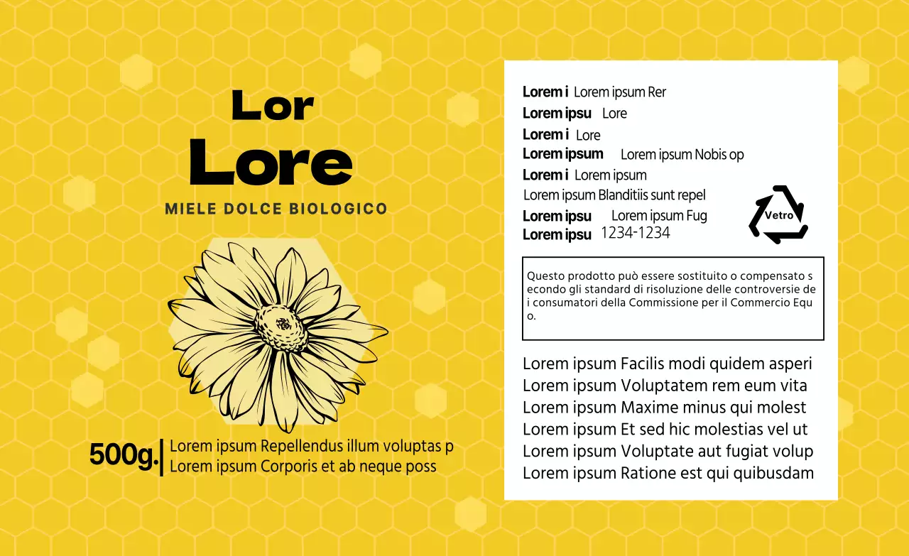 Giallo illustrazione modello cibo apicoltura miele dettaglio etichetta