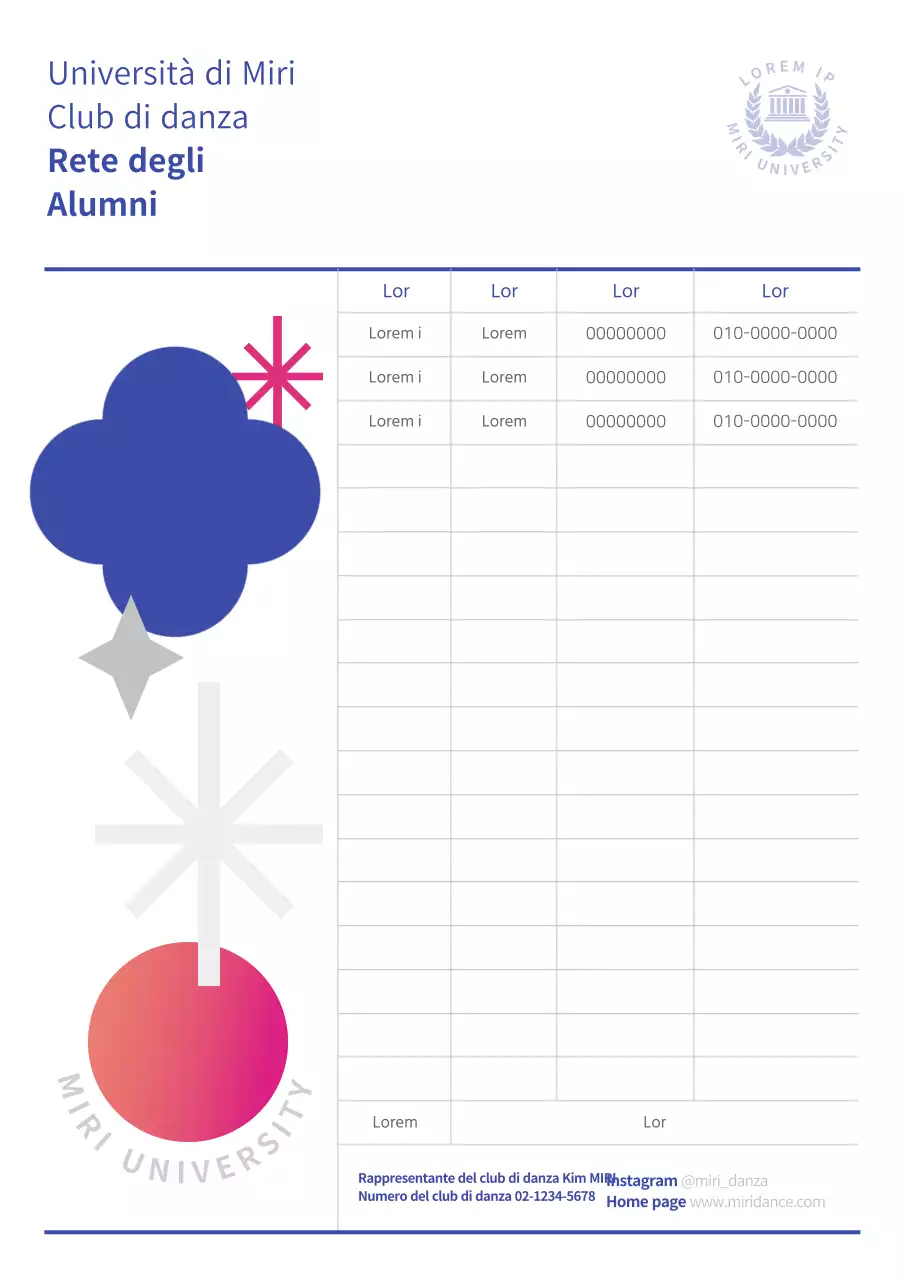 Semplice club grafico Colori di laurea Modulo di contatto