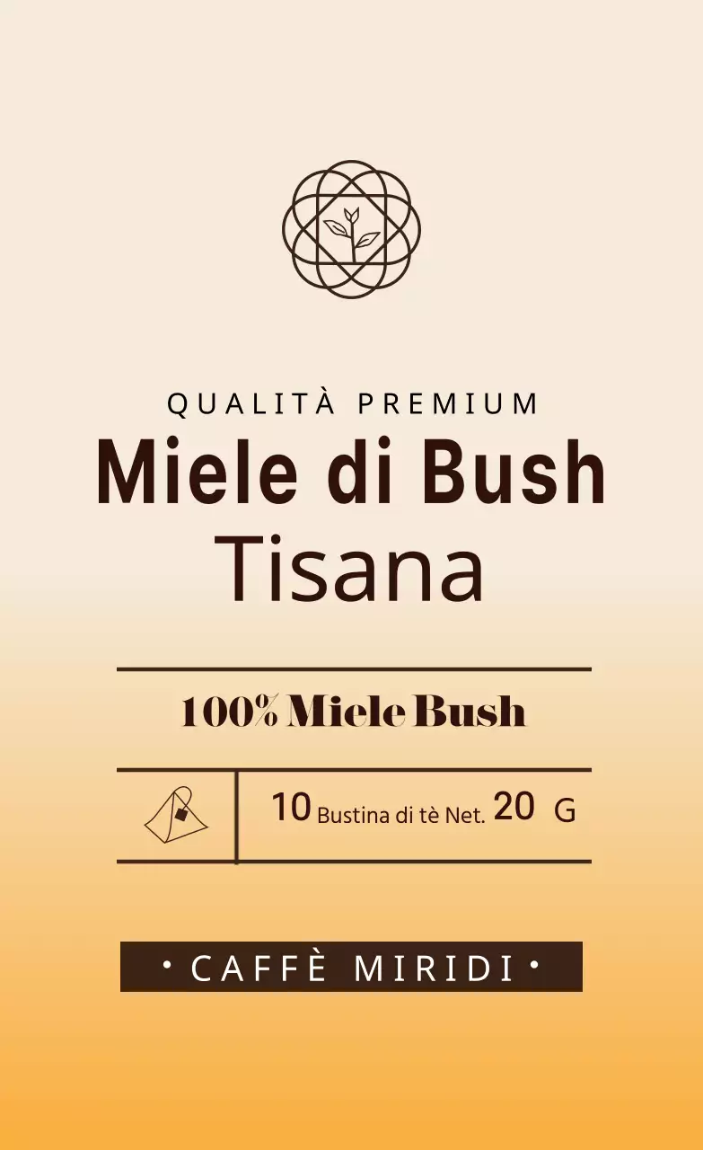 Etichetta gialla illustrata per il tè al miele del caffè