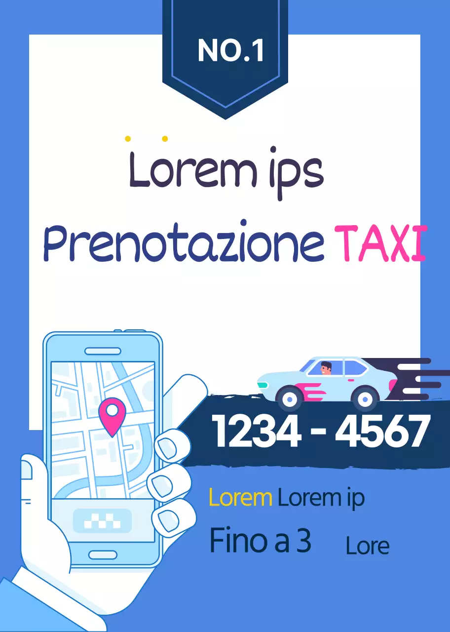 Illustrazione della linea blu Chiamare la promozione taxi