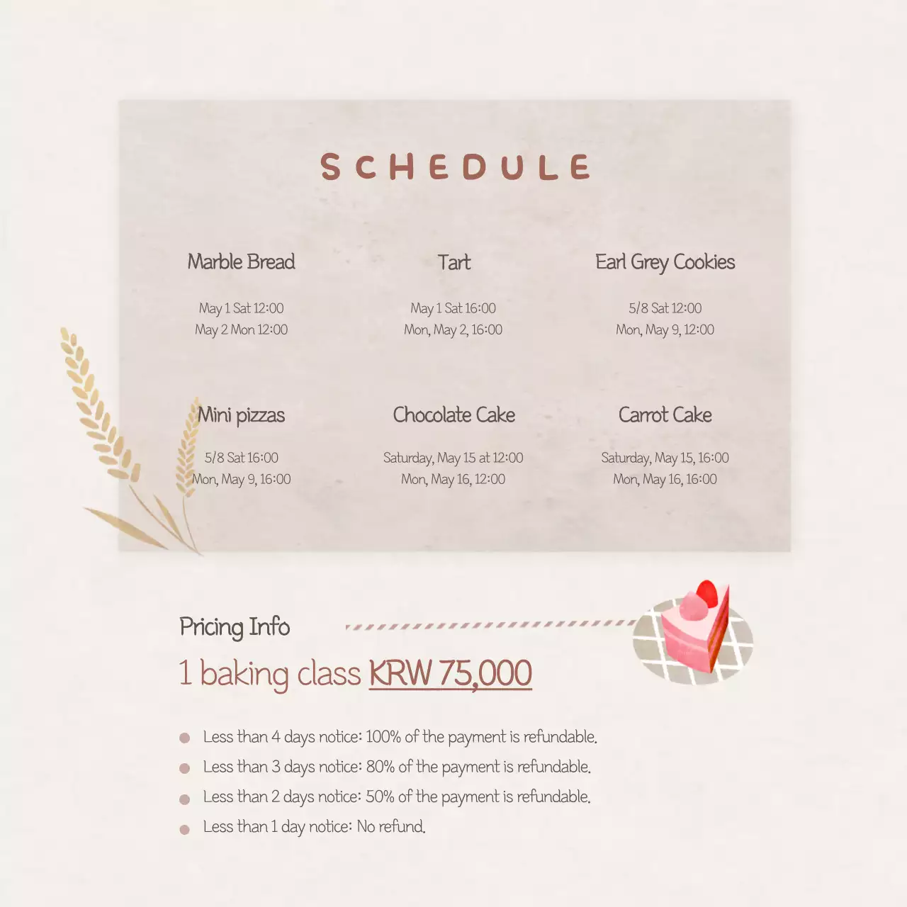 Tulisan tangan dan ilustrasi yang lucu dengan warna coklat hangat Konsep Informasi dan promosi informasi kelas satu hari