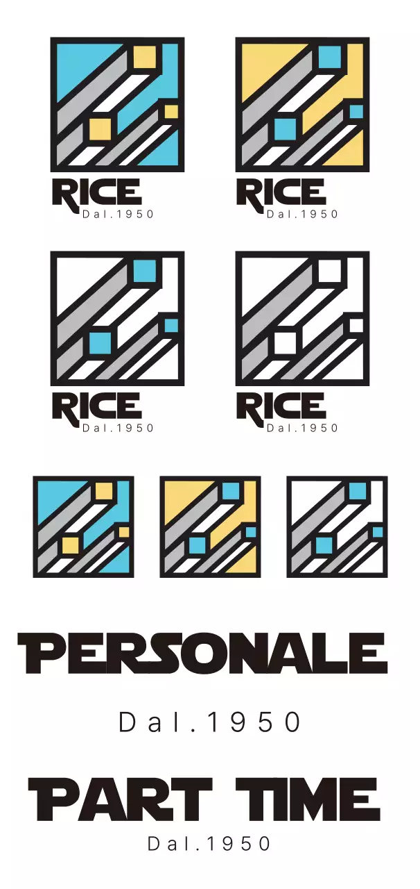 Logo semplice con marchio in azzurro, giallo e nero