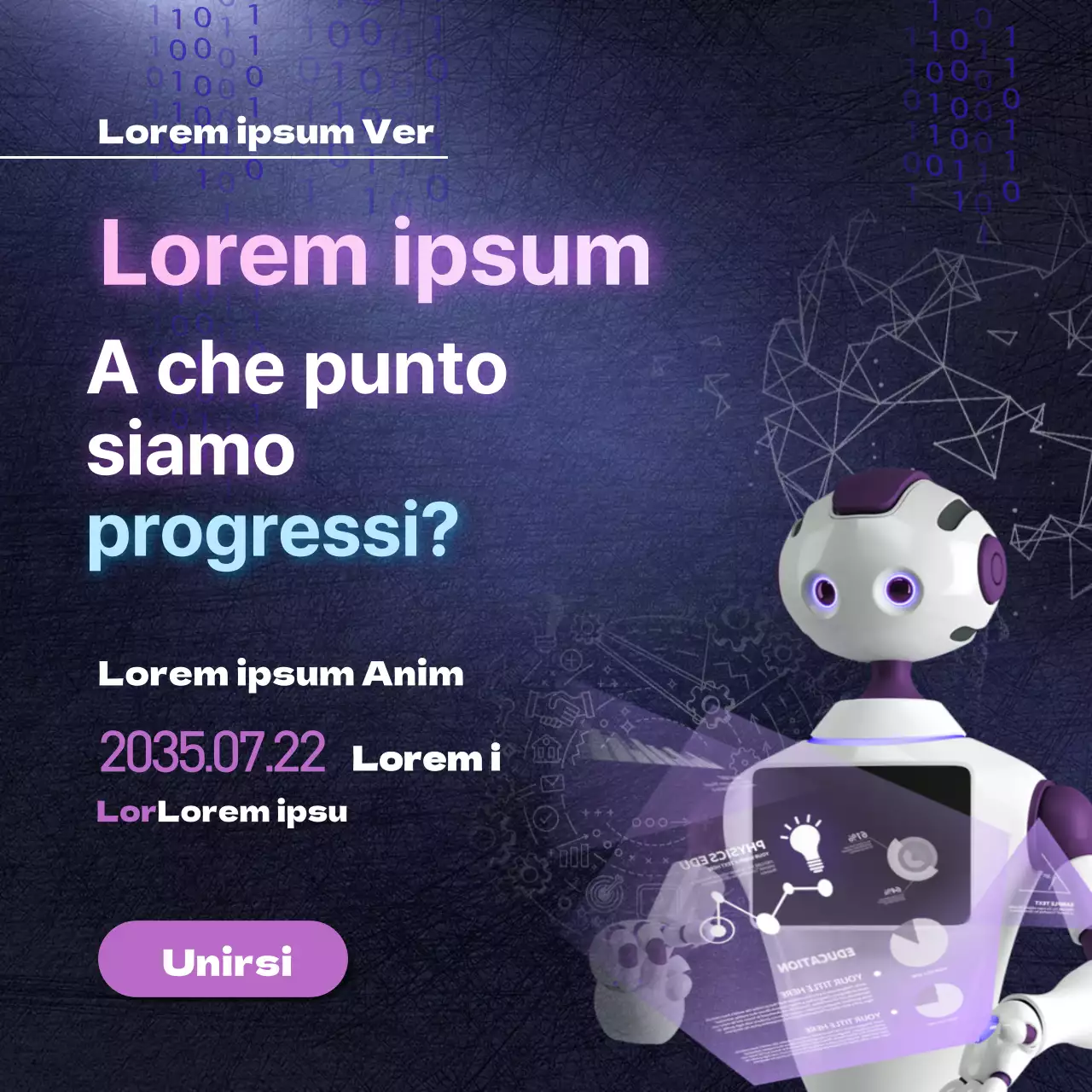 Modello scuro con un'atmosfera futuristica di luci LED spaziali