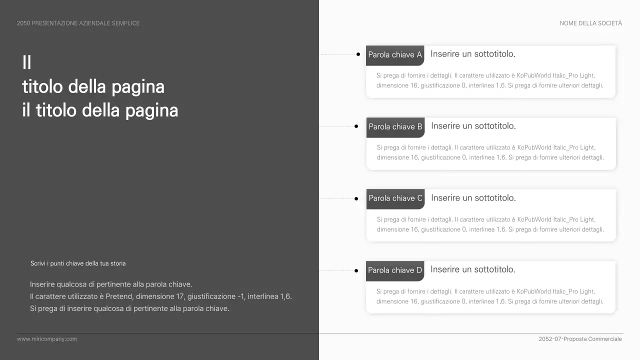 Presentazione aziendale semplice ed essenziale in bianco e nero