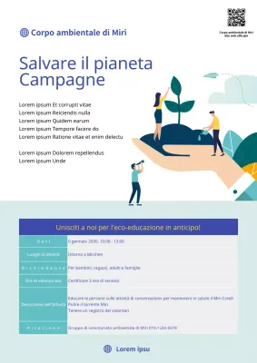 Campagna di educazione ecologica con un concetto di illustrazione dai toni blu e rilassanti.