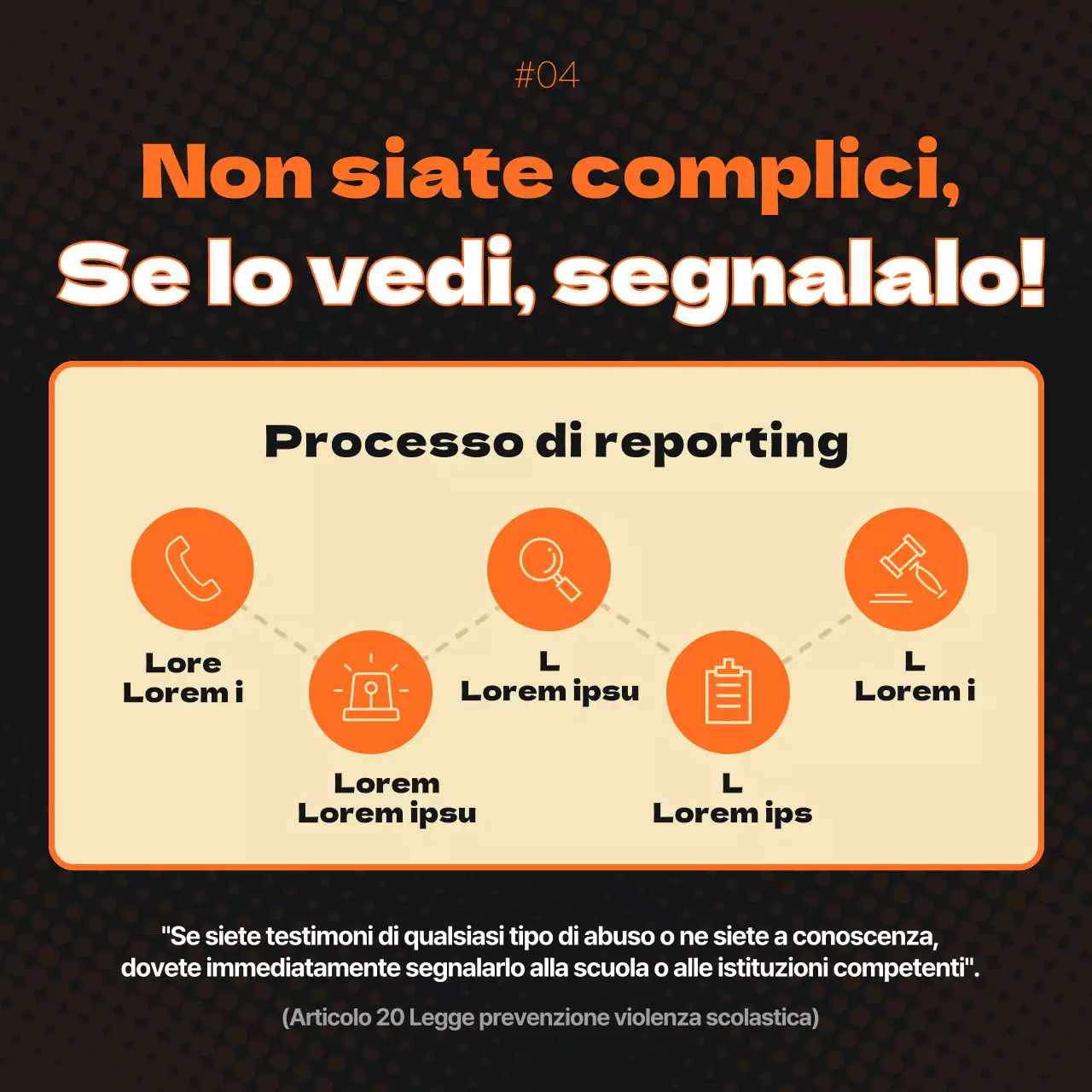 Promozione dell'eliminazione della violenza scolastica in arancione