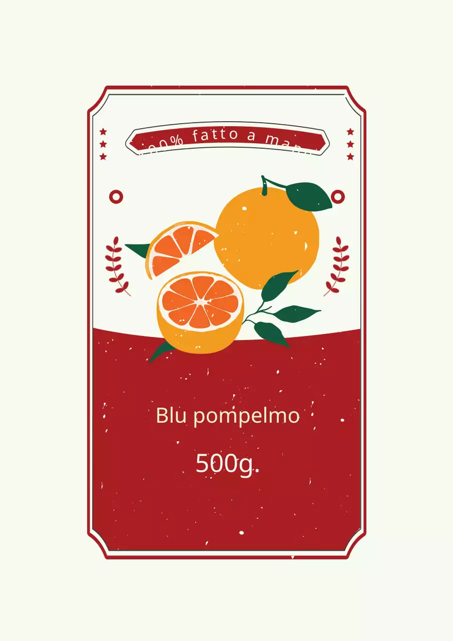Poster vintage con etichetta di marmellata di pompelmo in rosso