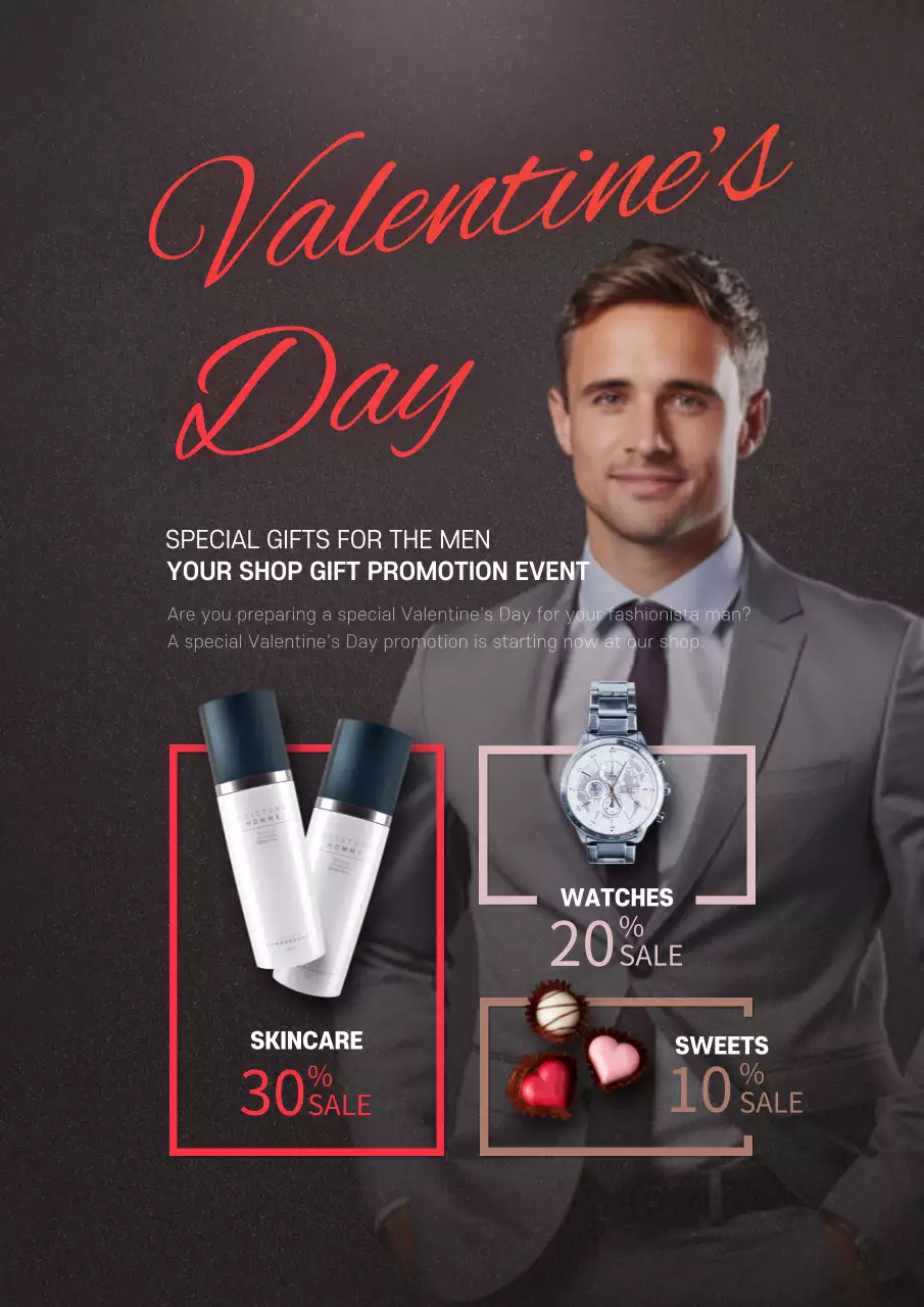 Red Modern Valentine's Promotion Poster