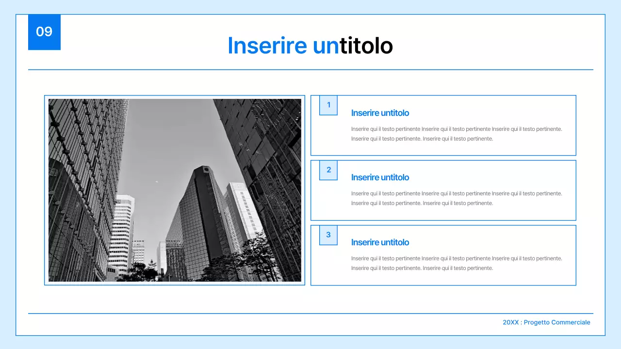 Un semplice business plan in bianco e blu