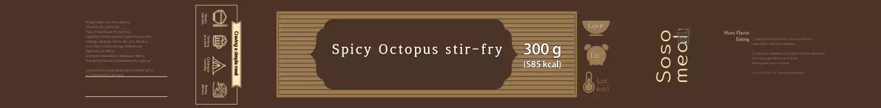 Brown neat stir-fry food label