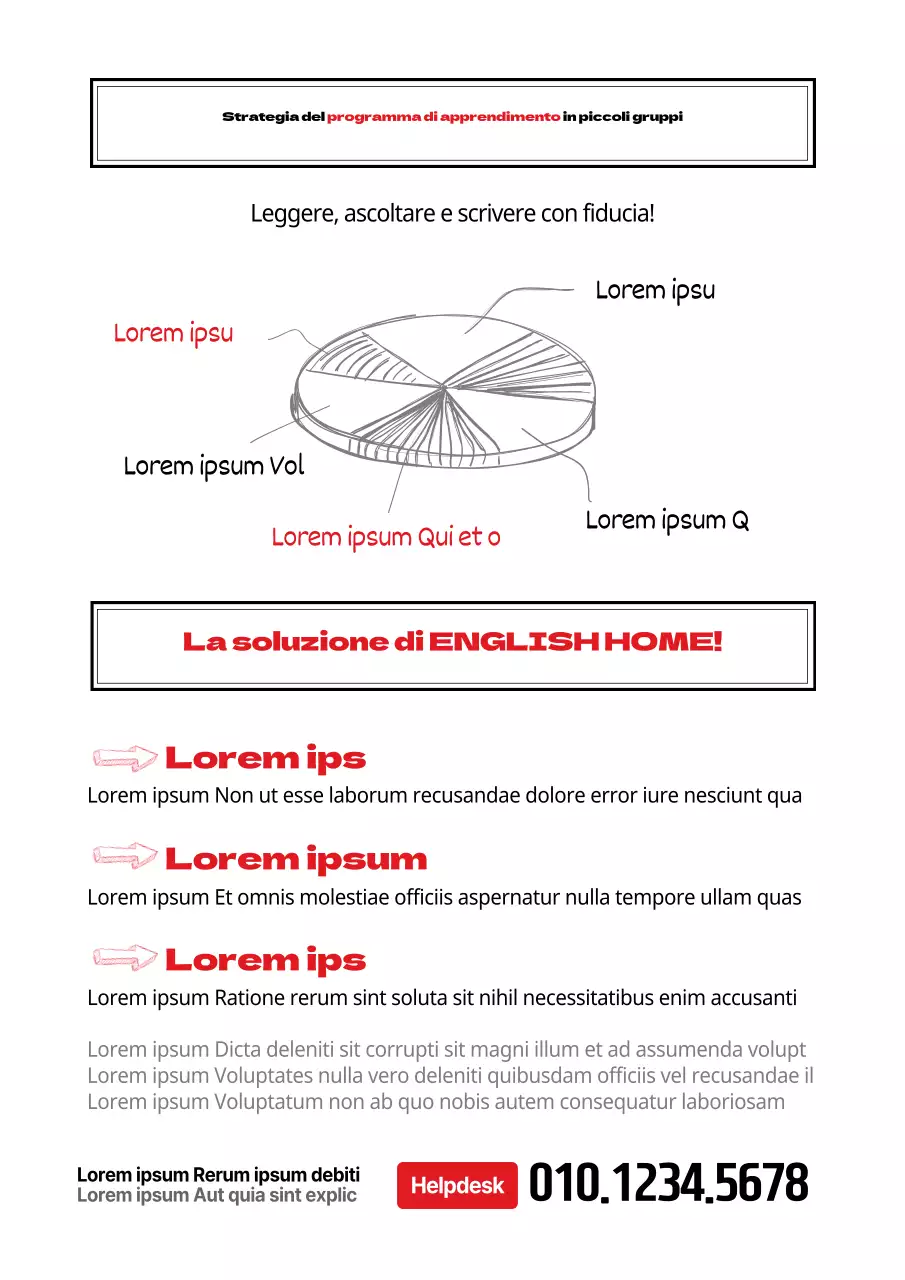 Promuovete la vostra scuola di lingua inglese con testo nero e rosso