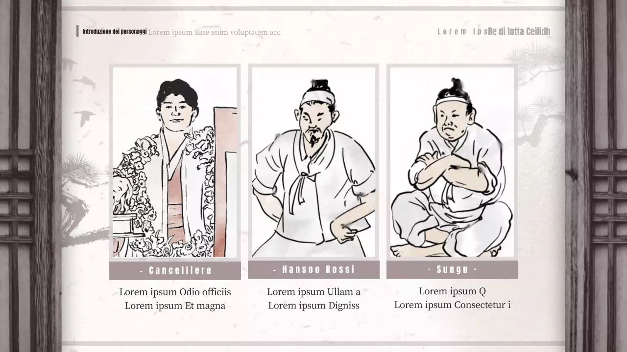 Proposta di webtoon di saghe di wrestling di concetto orientaleggiante marrone e beige