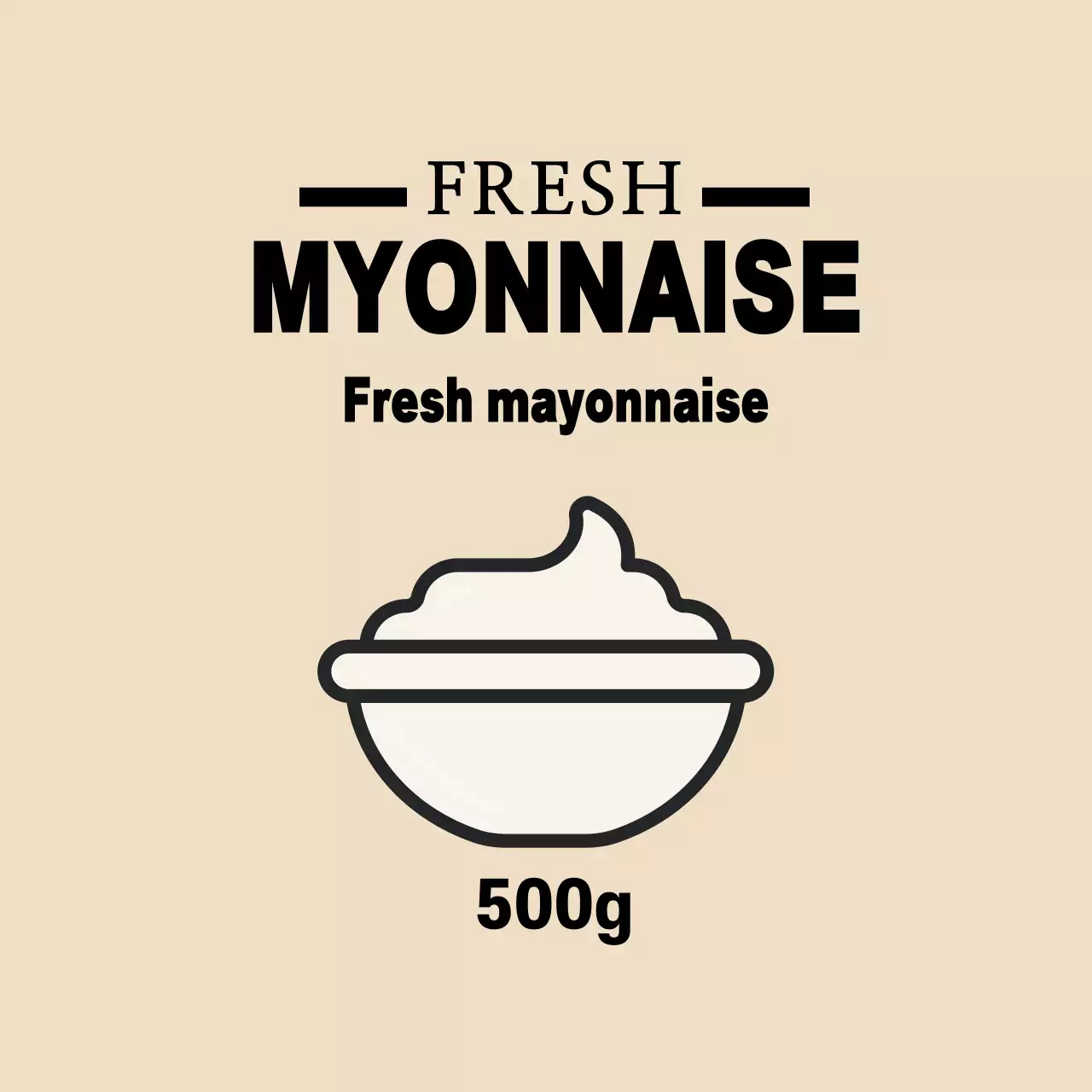 Ilustrasi kuning krem label umshik saus mayones yang lucu